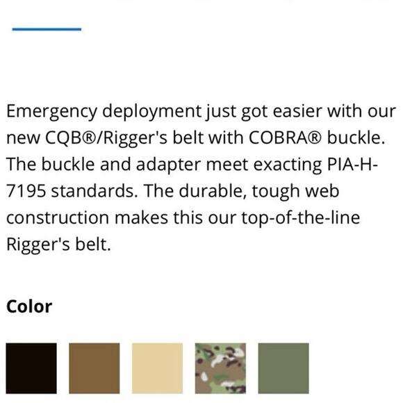 Black Hawk Warrior Rigger Belt with Cobra Buckle SzS - Picture 2 of 8